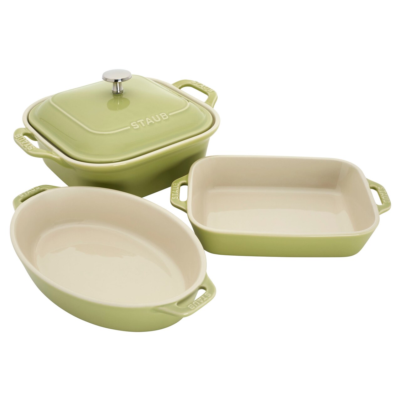 Staub Ceramic 4-pc Baking Pans Set, Casserole Dish with Lid, Brownie Pan, Pastel